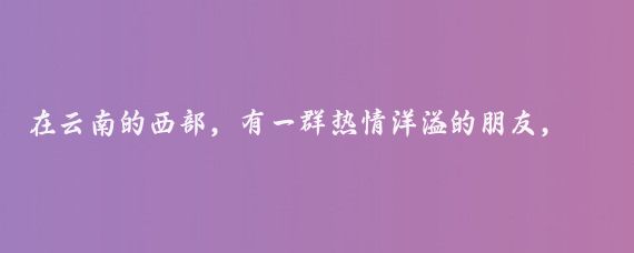 在云南的西部，有一群热情洋溢的朋友，他们来自保山、怒江、德宏和大理这四个相邻的州