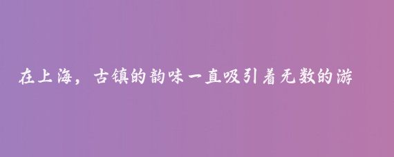 在上海，古镇的韵味一直吸引着无数的游客和当地居民,我身边的朋友小李