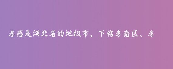 孝感是湖北省的地级市，下辖孝南区、孝昌县、大悟县、云梦县和汉川市、应城市、安陆市