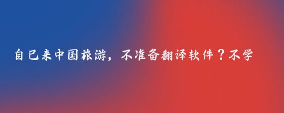 自己来中国旅游，不准备翻译软件？不学点中文？中国人住自己国家没有规定一定要会说英