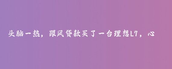 头脑一热，跟风贷款买了一台理想L7，心想有车后生活质量会大大提高