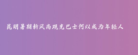 昆明暑期新风尚观光巴士何以成为年轻人的新宠？