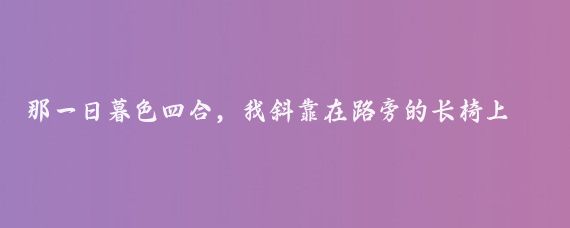 那一日暮色四合，我斜靠在路旁的长椅上，残阳的余晖倾洒在身上