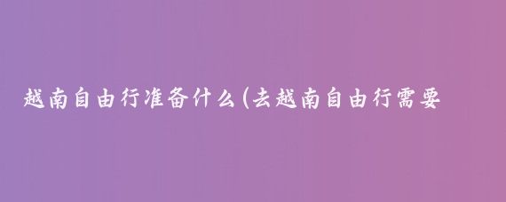 越南自由行准备什么(去越南自由行需要准备什么?若您计划前往越南自由行)